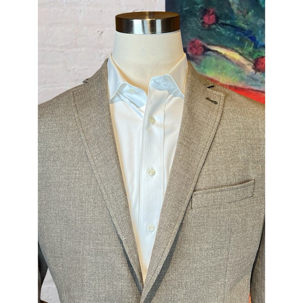 Creameuix Collection L 42R Tan Hopsack Unlined Casual Weekender Blazer Note - Picture 6 of 16